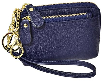 Belijoeuri,Porte Monnaie,Porte Feuilles pour Femme,avec Fermeture éclair, Design Moderne, idéal pour Cartes, espèces, pièces et clés, Bleu foncé en Chinois