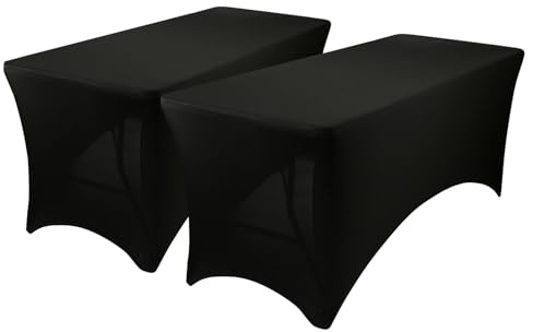 Harbour Housewares Rechteckige Spandex-Tischdecken - 6ft (180cm) - Schwarz - 2X Elastisch Dehnbar Draußen Garten Falten Anzeige Party Essen Gestell Tisch Tuch Abdeckung mit Stretch