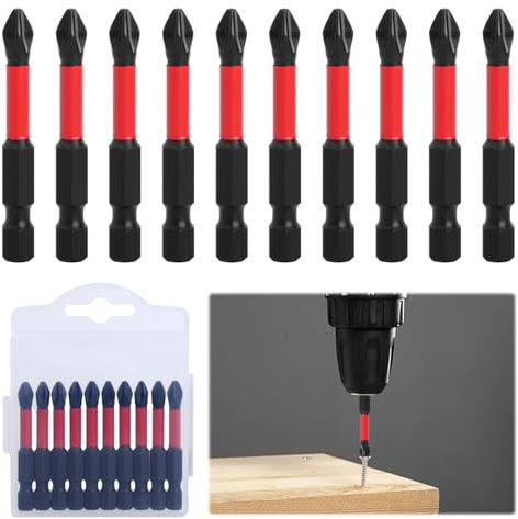 10PCS PH2 Impact Driver Bits Set,50mm Magnetic Screwdriver Bits,1/4 Hex Shank PH2 Bits,Impact Drill Bits for Furniture Assembly Etc,Magnetic Drill Bits for Dewalt,Milwaukee,Bosch,Makita