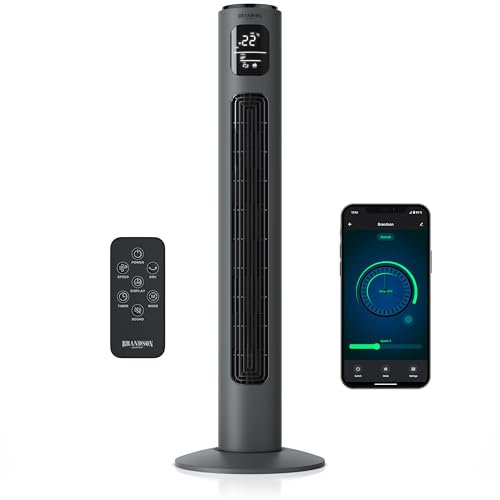 Brandson - Turmventilator ECO mit DC Motor - sehr leise – Wlan Smart Home mit App/WiFi Alexa Sprachsteuerung - Ventilator mit Oszillation – Preisträger 2025