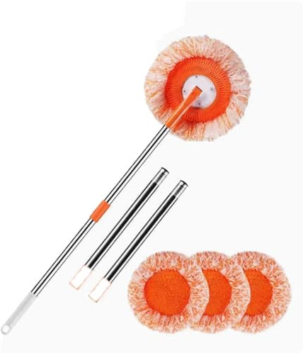 WLH Alexanders Fregona MOP Girasol Naranja Naranja moplera telescópica Multifuncional con 3 Cabezas de trapeador de 360 ​​° Rotación para Uso húmedo o seco mopa para Limpiar