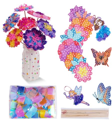 Mädchen Spielzeug, Poke Art Blumenstrauß mit 10 Blumen und 2 Schmetterlingen Kunst und Handwerk für Mädchen im Alter von 4-12 Jahren DIY Kreative Aktivität Geburtstag Weihnachtsgeschenke Handwerk Kits