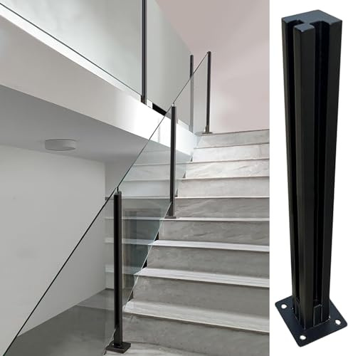 Sturdy Aluminium Deck Railing Posts with Toughened Glass Panel Clips 105cm Corner Post for Glass Railing System Ideal for Outdoor Safety and Aesthetics