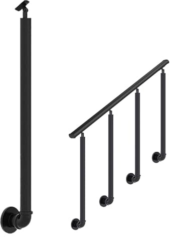 Balaustre regolabili in ferro battuto nero per scale a chiocciola 0°-270° staffe angolari viti in metallo 100 cm (39,4 in) - perfette per la sicurezza delle scale e lo stile