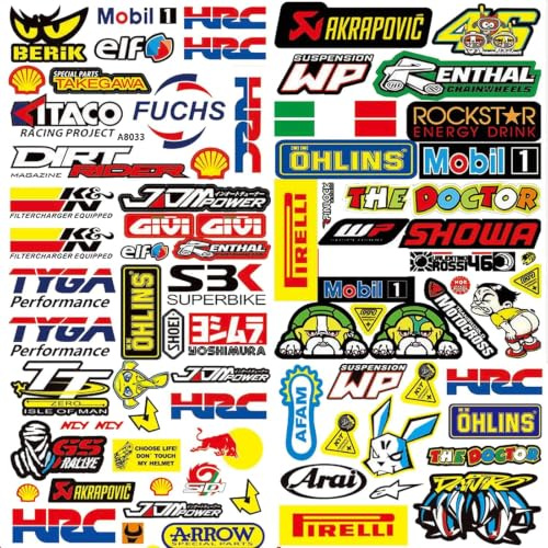 90-teiliges Motorrad Sticker Sponsoren Aufkleber Motorrad Tuning Aufkleber | Auto Aufkleber Auto Tuning Rallye Aufkleber Auto für Motorräder, Rennwagen( C )Wasserdicht / Verschiedene Ausführungen