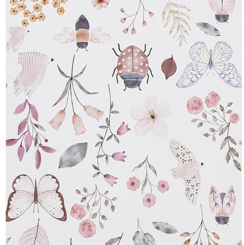 Peyotes Pink Peel and Stick Wallpaper Floral Self-Adhesive Removable Vinyl Wrap Waterproof Wall Paper Sticky Back Plastic Roll for Bedroom Living Room Furniture DIY Decor 44.5x500cm
