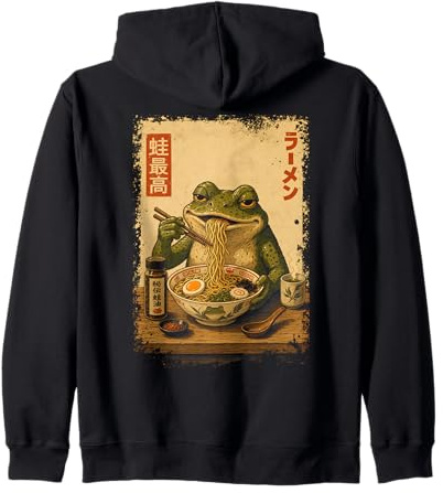 Frog Eating Ramen Japanese Poster Toad Kapuzenjacke