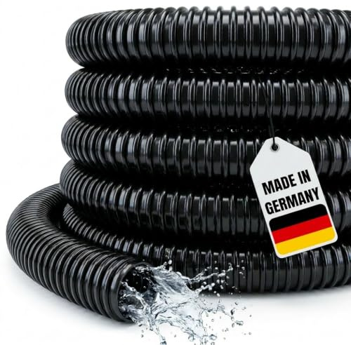 Teichschlauch Spiralschlauch 5 Meter [Made in Germany] Schlauch 32 mm flexibel, robust, schwarz, winterfest | Saugschlauch Pumpenschlauch Wasserschlauch für Teichpumpe Gartenpumpe (Ø32mm, 5m)