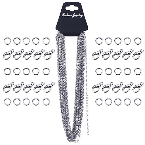 33 Feet Stainless Steel DIY Link Chain Necklaces with 20 Lobster Clasps and 30 Jump Rings for Jewelry Making (2.5 mm)