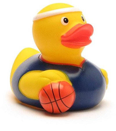 Duckshop I Badeente Basketball I Quietscheente I L: 8 cm I inkl. Quietscheentchen -Schlüsselanhänger im Set I Geschenk für Sportler I Präsent Sammler