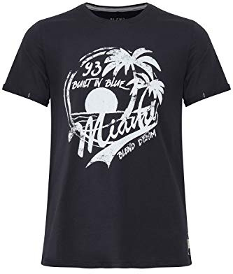 Blend Perry Herren T-Shirt Kurzarm Shirt Mit Print Und Rundhalsausschnitt, Größe:M, Farbe:Dark Navy Blue (74645)