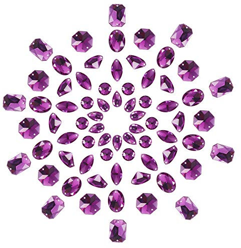 PH PandaHall 70pz Strass da Cucire su Tessuti Viola Pietre da Cucire Sfaccettato, 7 Stili Cristalli di Vetro Strass per Vestiti Abbigliamento Abito da Sposa Artigianato Decorazione