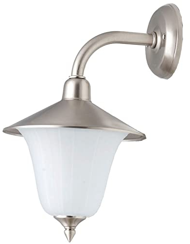 Licht-Erlebnisse Wandlampe Außen aus Messing in Nickel IP23 Rustikal elegante Außenleuchte Hoflampe Antik Haustür Haus