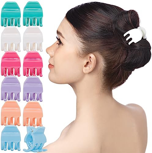 RC ROCHE 12 Stück Haarspangen Damen Starker Halt 3 Zähne Haarklammern Mädchen Qualitäts Kunststoff, Medium Pastell Multifarben