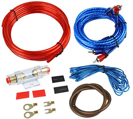 sourcing map Universal Car Amplifier Wiring Kit Audio RCA Power Cable Fuse Set