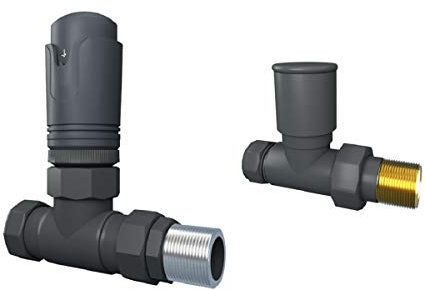 WarmeHaus 15mm Designer Straight Thermostatic and Manual Heating Radiator and Towel Rail Valves