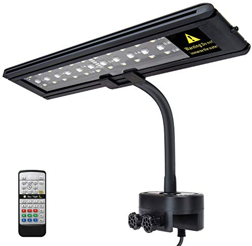 IREENUO LED Aquarium Light, Full Spectrum Fish Tank Clip on Light with Remote, Color Changing Lighting for Reef Coral Aquatic Plants & Fish Keeping (10W)