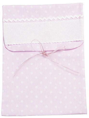 Filet - Sac Porte-Layette XL en Tissu, Grande Enveloppe Premières Changes Fille avec Insert en Toile Aida à Broder, 100% Made in Italy, Couleur Rose