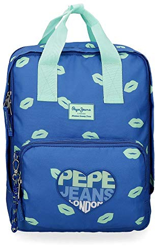 Pepe Jeans Ruth Mochila Adaptable para Portátil 14 Azul 30x40x13 cms Poliéster 15.6L