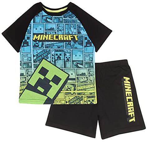 Minecraft Creeper Boys Garçons Courts Pyjamas Ensemble Multicolore 5-14 Ans
