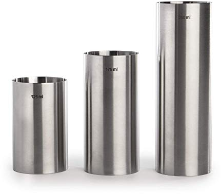 Stainless Steel Wine Measures - Set of 3 | Bundle Measuring Set 125ml, 175ml & 250ml | White, Red & Rose Wine & Spirit Thimble 3 Piece | M&W