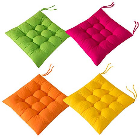 AIITLLYNA Lot de 4 Coussins de Chaise 40 x 40 cm,Coussins de Chaises Carrés,Différents Coloris pour Jardin terrasse Salle à Manger (Combinaison de Couleurs A)