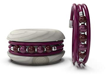 Too Late Macaron Bracciale Donna, Bracciale Charm Macaron in Caucciù con Perle Colorate e Strass, Made in Italy