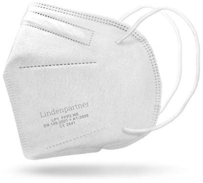 Lindenpartner FFP2 máscara de protección respiratoria 25er Set | Fabricante alemán, protección bucal probada y certificada | Número de prueba CE 2841, blanco, talla única