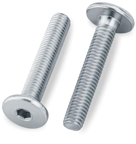 HEXATON Vis Mécaniques M6 x 35 mm – Lot de 50 – Tête Cylindrique à 6 Pans Creux – Acier Zingué Blanc – Filetage Métrique Complet