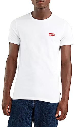 Levi's Men's 2-Pack Crewneck Graphic Tee T-Shirt, Chesthit White / Caviar, M Slim fit