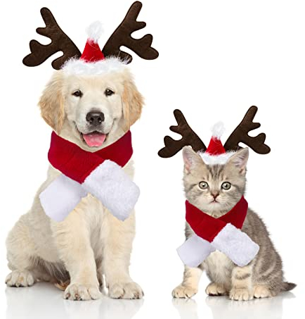 KATELUO Haustier-Stirnband, Weihnachten Hundekleidung,Hundeweihnachtsoutfit,für Katzen und Hunde für Weihnachtsfeiern, Silvester und Tiershows,Party-Dekoration