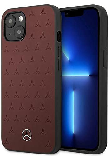 Mercedes MEHCP13SPSQRE hülle für iPhone 13 Mini 5,4 rot Leather Stars Pattern