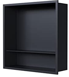 Wandnische aus Edelstahl NT303010X mit Ablagefach - 30 x 30 x 10 cm Einbauregal, flexibler Einbau- Ideale Duschablage - Farbe:Schwarz