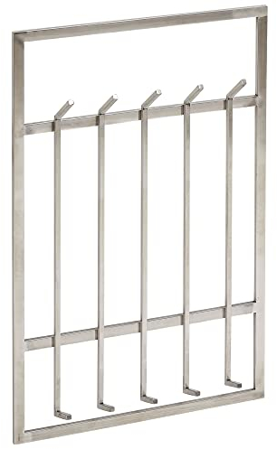 Wohnling Wandgarderobe Metall Silber 60x100x7,5 cm Design Flurgarderobe Stahl, Hakenleiste Wandpaneel, Garderobe Wand, Garderobenleiste Flur