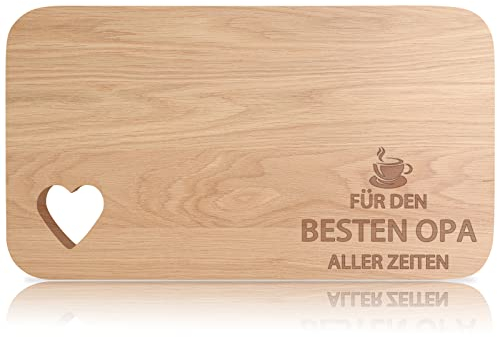 Frühstücksbrettchen aus Holz, Holzbrett mit Gravur, Frühstücksbrett mit Herz-Ausschnitt, Geschenke für Opa, Personalisiert Geburtstagsgeschenk Opa