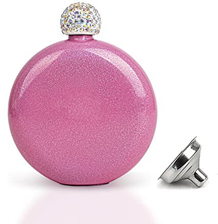 TOPTIE Petaca de Purpurina para Mujer, Petaca Oculta de 5oz/150ml para Licor, Recipiente Secreto para Whisky, Rosa