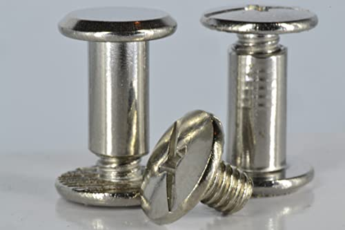 Lot de 20 vis à tête cylindrique en acier inoxydable 8 mm - Couleur : argenté - Rivets à visser pour le bricolage du cuir - Écrou à douille + vis - Rivets 5 mm - Rivets à visser - Fournisseur allemand