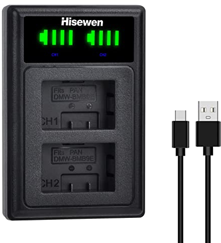 DMW-BMB9 - Caricatore a batteria Hisewen, per Panasonic Lumix FZ82, DMC-FZ80, DMC-FZ100, DMC-FZ150, DMC-FZ72, DMC-FZ70, DMC-FZ62, DMC-FZ60, DMC-FZ48