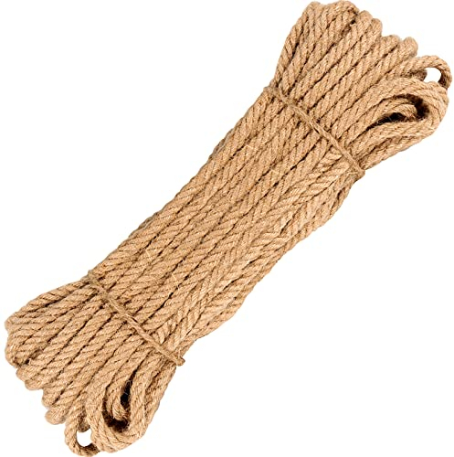 MUKCHAP 50 m x 8 mm, corda di iuta naturale ritorta, corda canapa marrone per artigianato, giardinaggio, impacchettamento, tiragraffi fai da te
