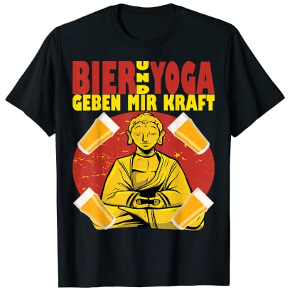 Bier und Yoga geben mir Kraft, Buddha mit Bierglas Yogamatte T-Shirt