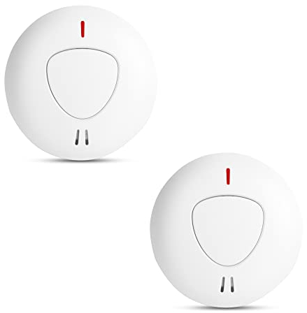 fxo Standalone Rauchmelder - Rauchwarnmelder mit 10 Jahren Batterielaufzeit - Rauchalarm für Küchen & Wohnräume - Intelligent Smoke Alarm - Kabelloser Funk Rauchmelder - Feueralarm - Pack of 2