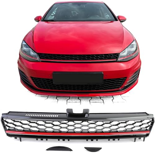 Sport Waben Kühlergrill ohne Emblem Schwarz Glanz für VW Golf 7 12-17 auch GTI