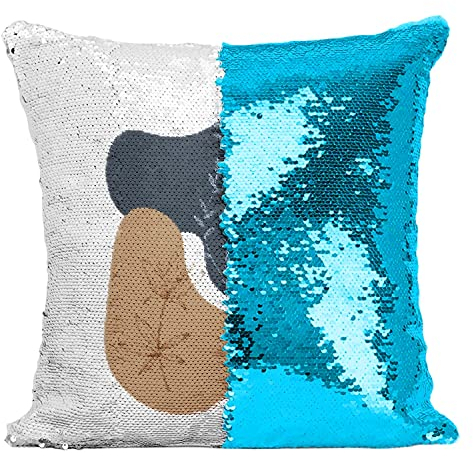 Fabulous Kissen mit Paillettenbezug Türkis Pflanzen Rustikal Minimalistisch Blumen Wiese Cottagecore