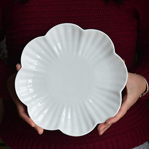 Platos de Postre Placas Plato en forma de flor placa de porcelana plato de plato de esmalte plato plato plato placa placa cocina accesorios Platos de Ensalada Plato de Postre (Color : 9 inches)