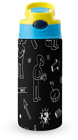 Botella Agua Termo Acero Inoxidable Hombre Divertido Vaso De Pajita 500Ml Termo Taza Para La Escuela Viaje
