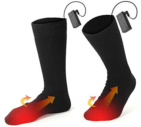KENANLAN Heated Socks for Men Women, Electric Heated Socks, Winter Warm Cotton Thermal Socks, Battery Powered Thermal Foot Warmers Winter Socks for Skiing Camping Hiking