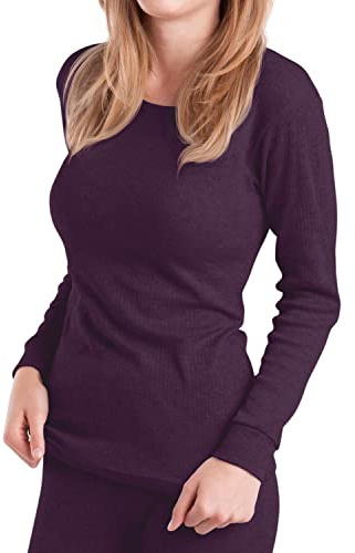 MT Damen Ski- & Thermohemd - Winter Unterwäsche Langarm weiche Innenseite - Lila XL