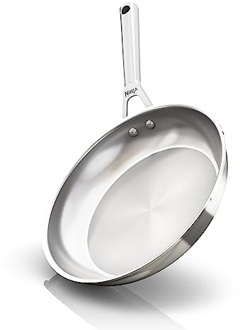 Ninja EverClad Commercial-Grade Stainless Steel 10.25 Fry Pan, Tri-Ply Pans, Oven Safe to 600°F, All Stovetops & Induction Compatible, Stainless, C90026