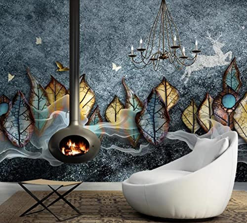 Arenaria screziata Tridimensionale in rilievo Foglie Soggiorno TV 3D Sfondo Decorazione murale Carta da parati 150cm(W)×105cm(H)