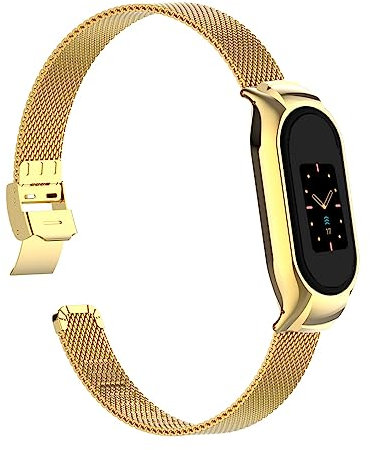 Gheper Metall Armband Kompatibel mit Fitbit Luxe/Luxe SE Edelstahl Schutz Lünette Rahmen Gehäuse Design Mesh Loop Armband Ersatz für Luxe/Luxe SE Smartwatch Zubehör Armband